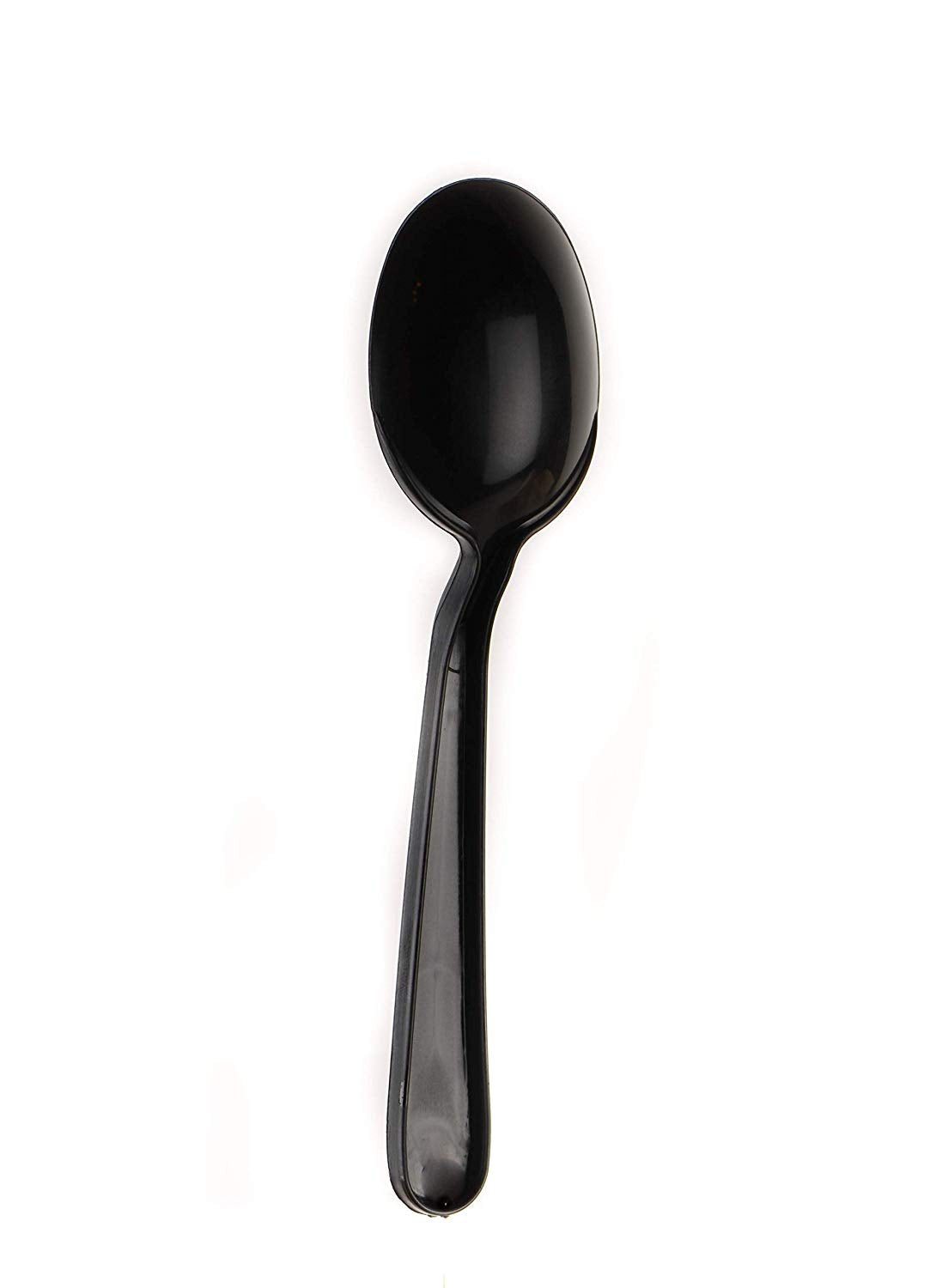 Disposable Plastic Heavy Weight Spoons Black/White Unwrapped