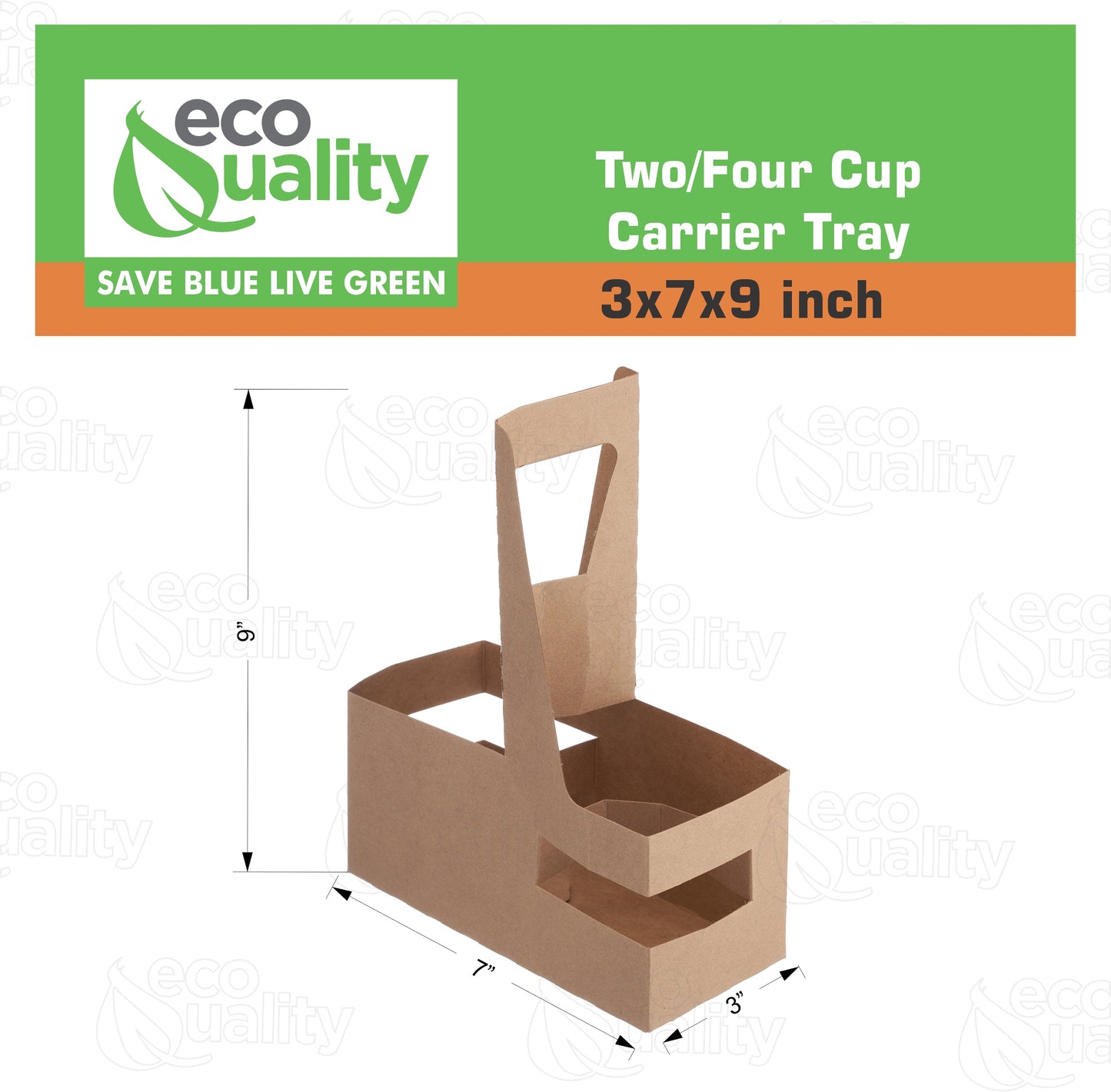 Disposable Kraft 2 or 4 Cup Drink Carrier with Handles, Paperboard Cup Holder