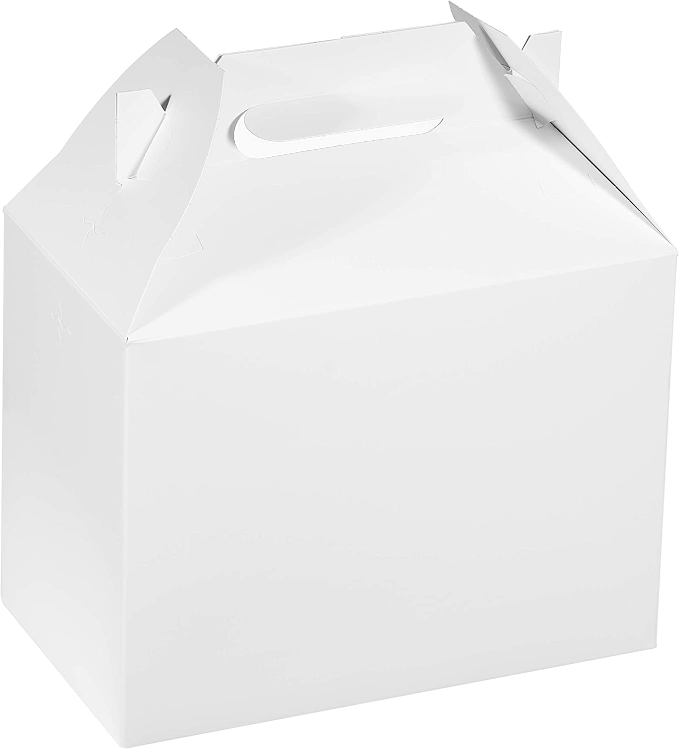 9" x 5" x 6.75" White Treat Gift Boxes, White Gable Boxes with Handles economical bulk wholesale ecoquality restaurant fast food supplies nyc