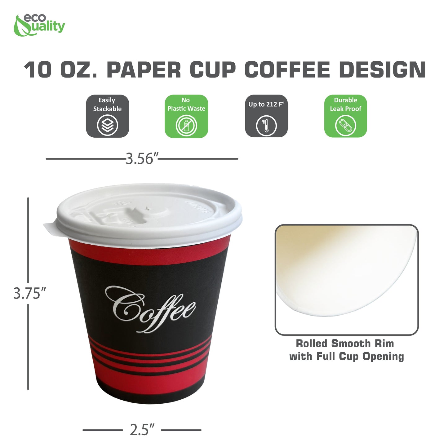 Design Disposable Paper Coffee Cups with White Flat Lids
