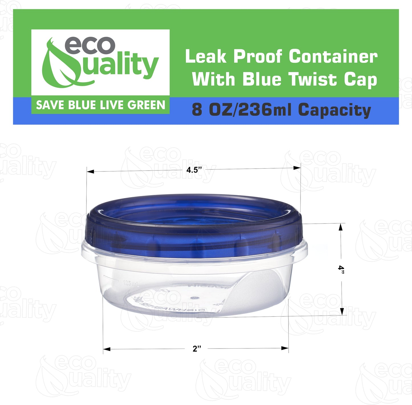 8oz Twist Top Plastic Storage Deli Containers BPA-Free, Reusable Airtight