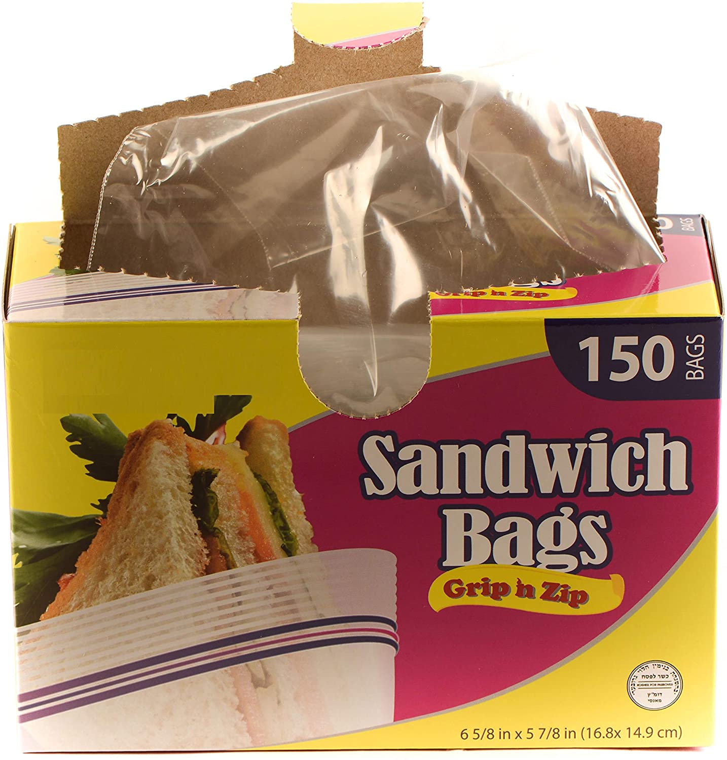 Disposable 7" x 5" Resealable Grip'n Zip Plastic Sandwich Bags, Clear Kosher Zip Lock Lunch Bags leak proof secure seal affordable bulk economical commercial wholesale houselhold mealprep school lunch arts and craft organization