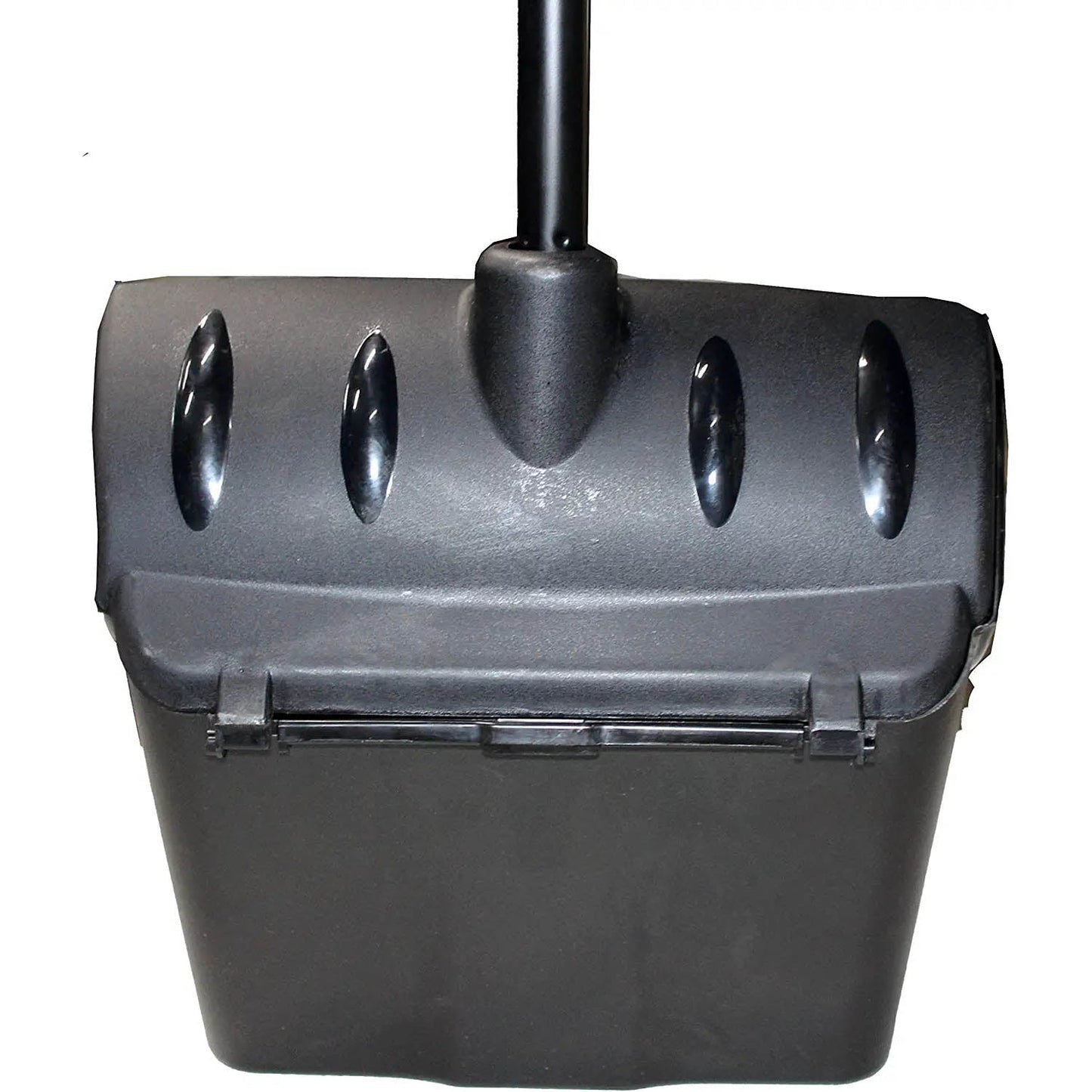 Pivoting Plastic Lobby Dust Pan with Plastic Handle with Cover 38" Length Black