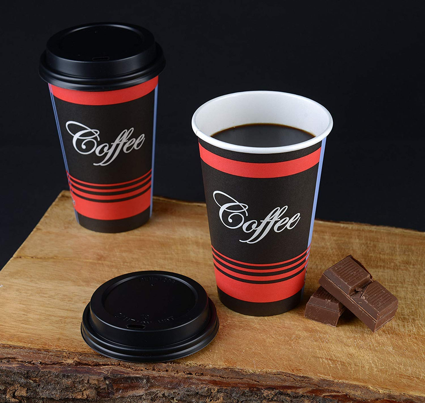 Disposable Travel Black Dome and White Dome Lids for Paper Hot Cups (10oz, 12oz, 16oz, 20oz)