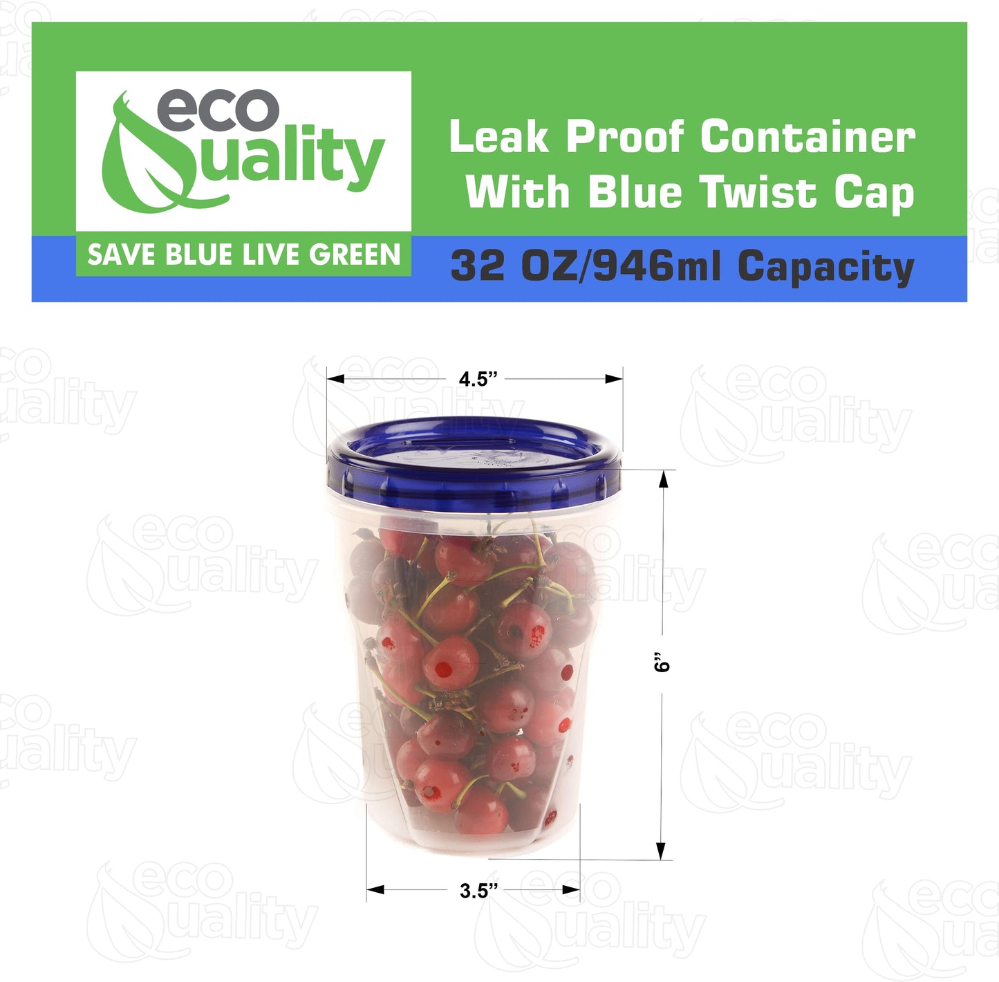 32oz Twist Top Storage Deli Containers BPA-Free, Reusable Airtight Plastic Food Storage Leak Proof Canisters