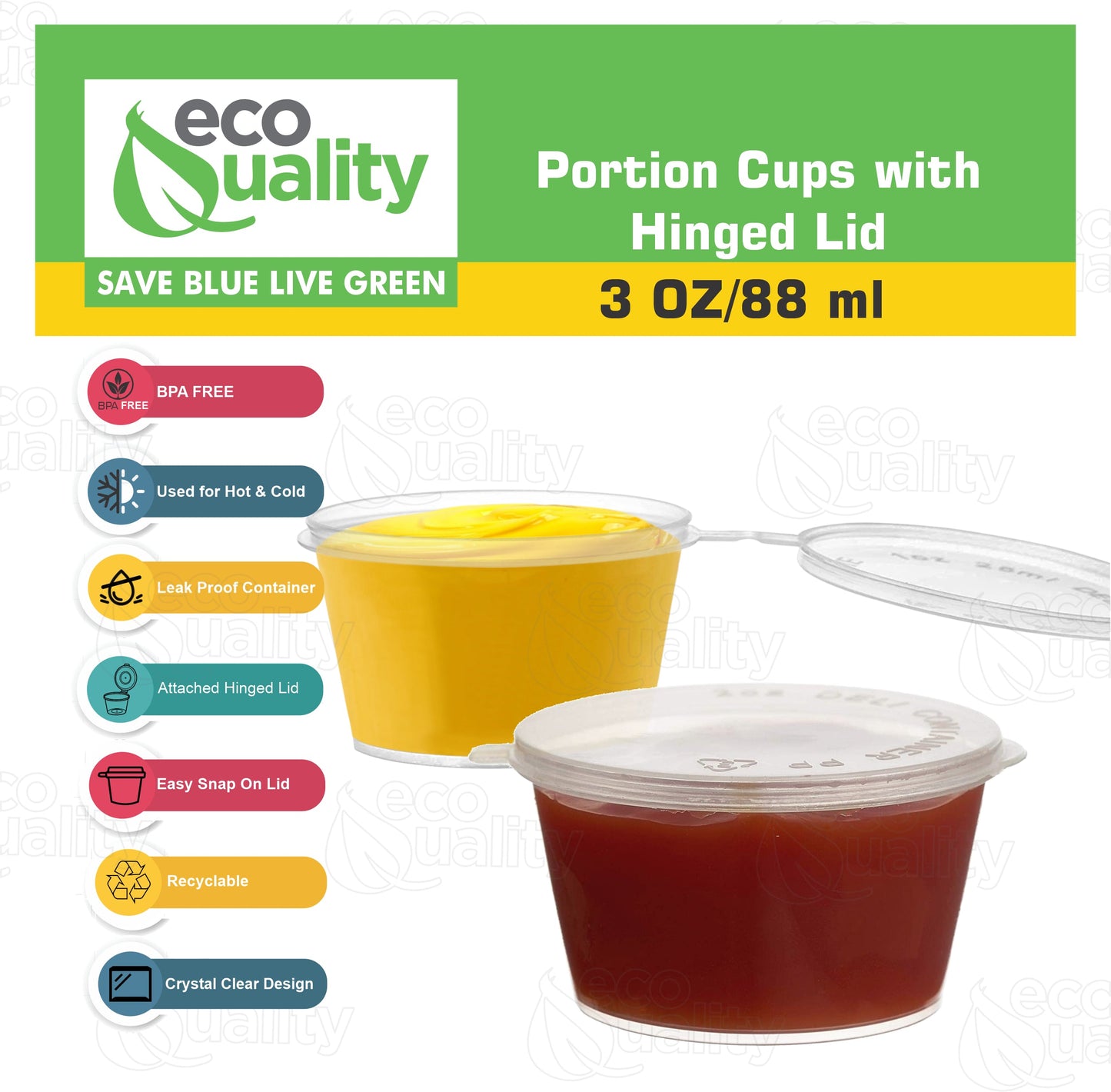 travel size To Go Take Out tasting Portion Dipping containers restaurant fast food food packaging jello shot slime storage diy small Plastic leak proof freezer safe leak proof ketchup mustard  mayo hot sauce hinged lid Disposable Portion Condiment Clear  3oz 3 ounces economical bulk wholesale ecoquality restaurant fast food supplies