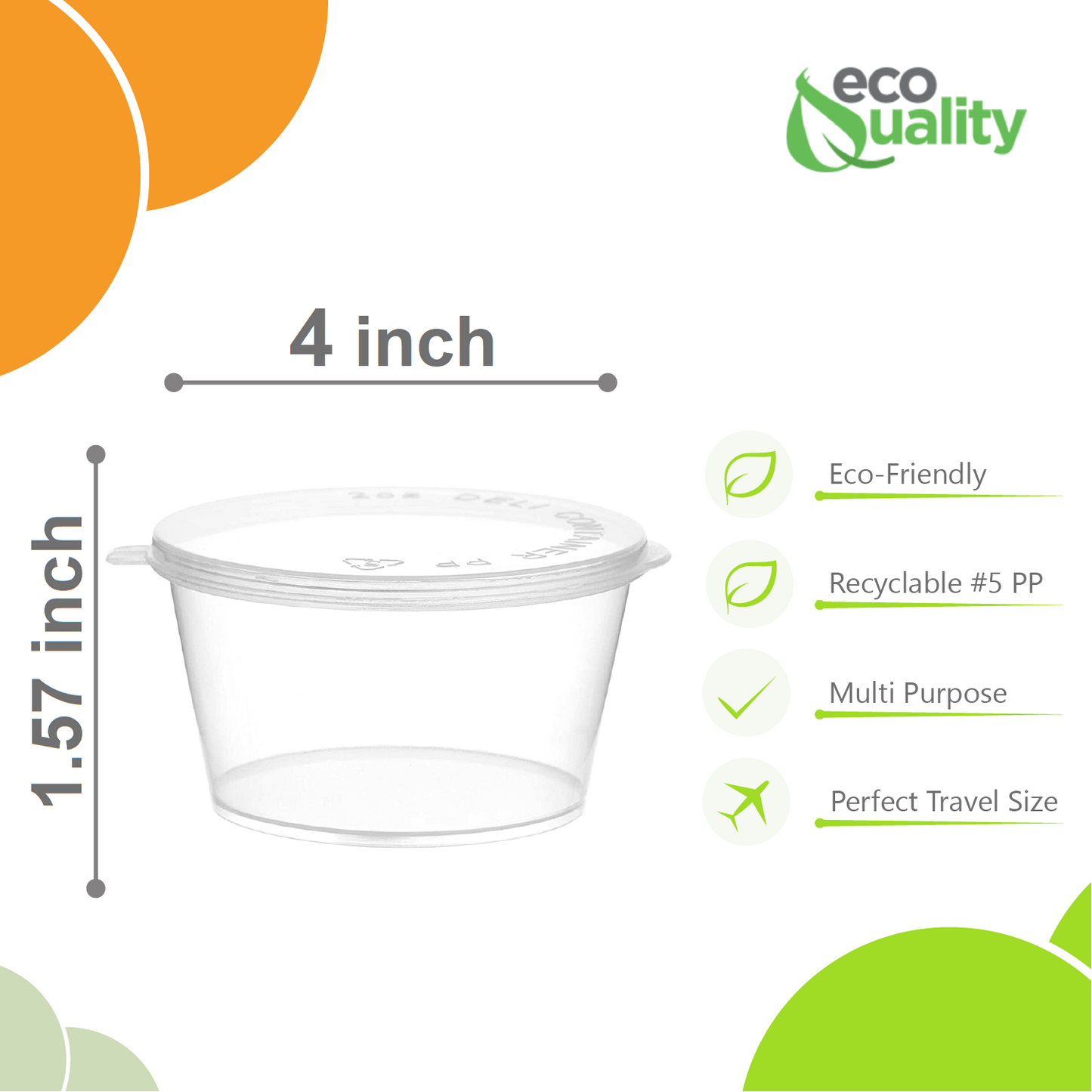 Clear Portion Plastic Cup with Hinged Lid Leak Proof Disposable Container