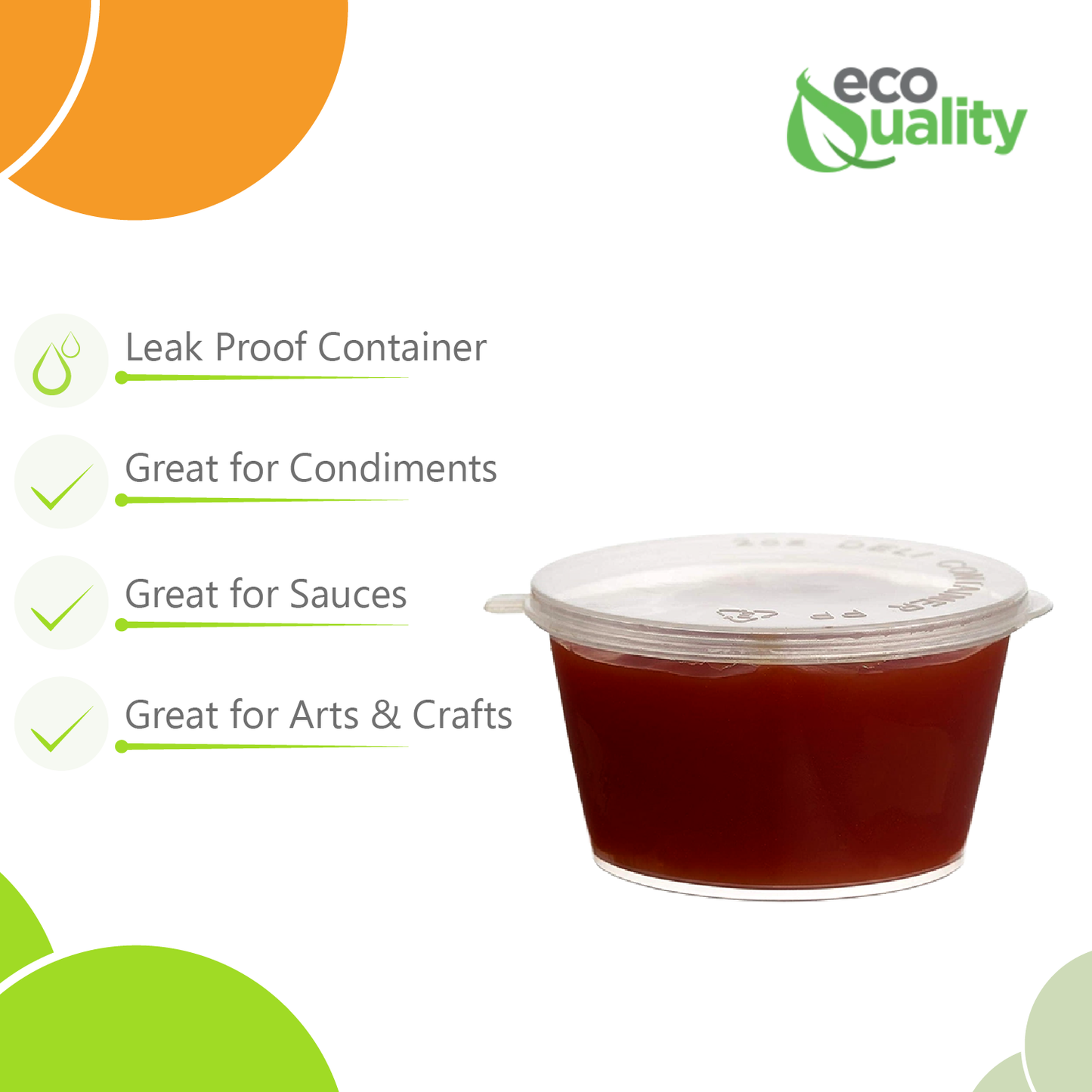 Clear Portion Plastic Cup with Hinged Lid Leak Proof Disposable Container