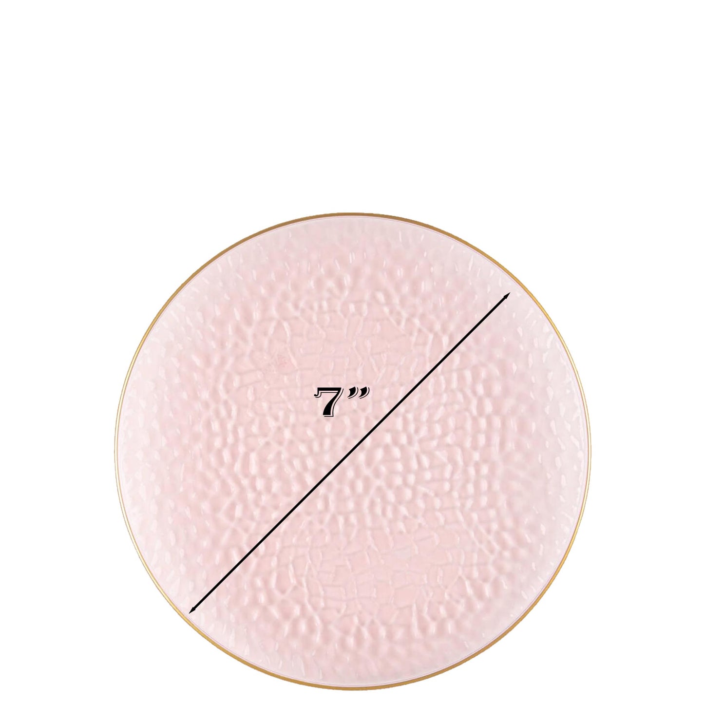 Plastic Hammered Pink Lunch Plates Gold Rim Combo Party Set