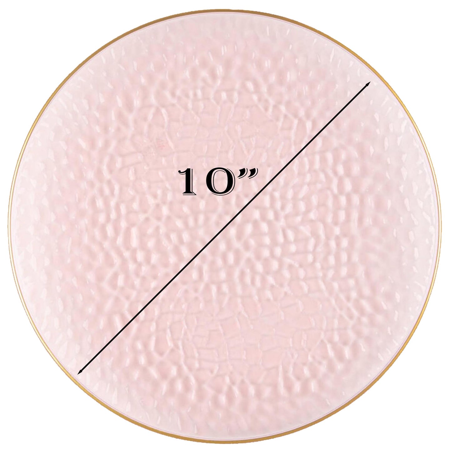 Plastic Hammered Pink Dinner Plates Gold Rim Combo Party Set
