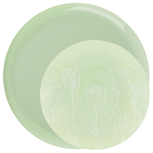 Plastic Tulip Mint Green Dinner Plates Combo Party Set