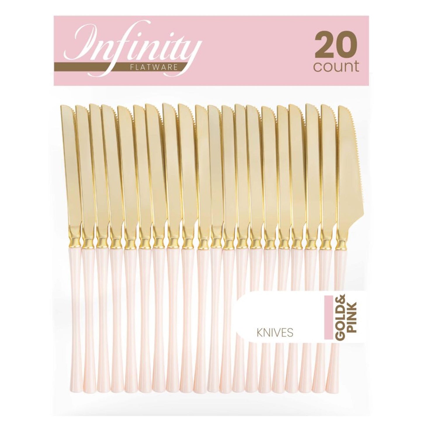 Plastic Knives Pink and Gold Infinity Flatware Collection
