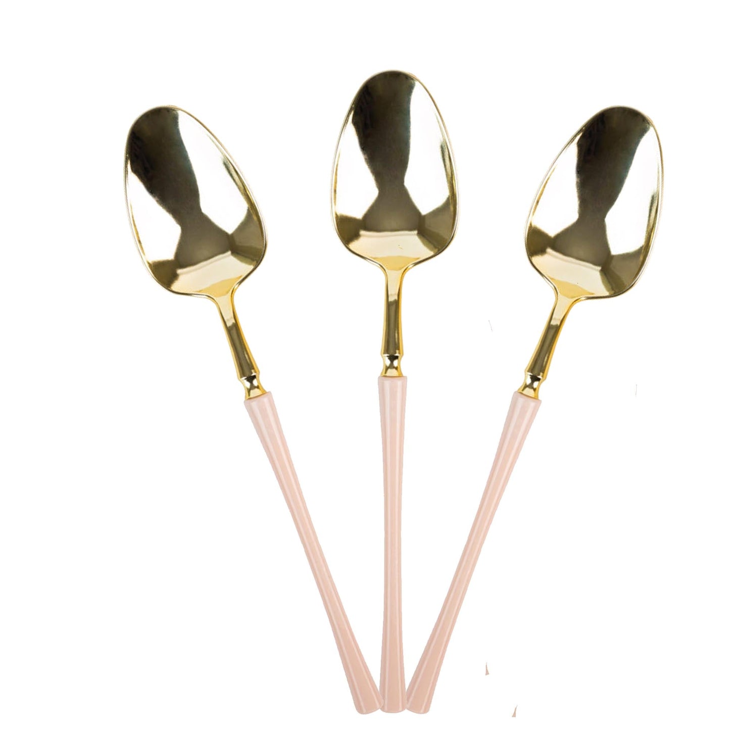 Plastic Soup Spoons Pink and Gold Infinity Flatware Collection