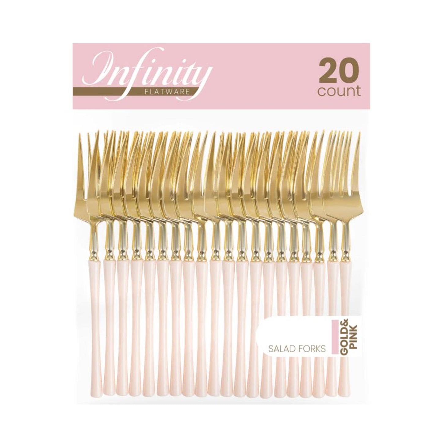 Plastic Salad Forks Pink and Gold Infinity Flatware Collection