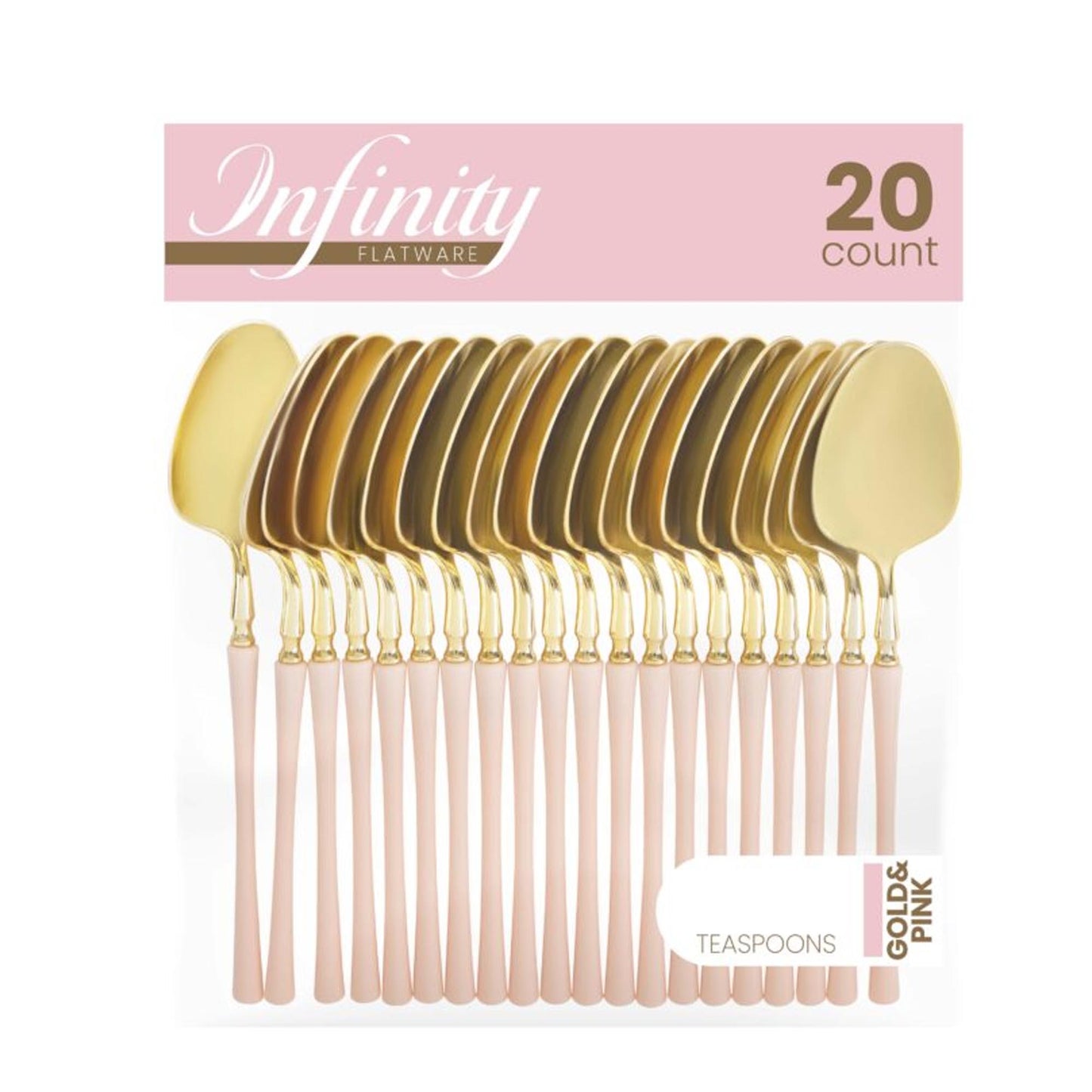 Plastic Tea Spoons Pink and Gold Infinity Flatware Collection