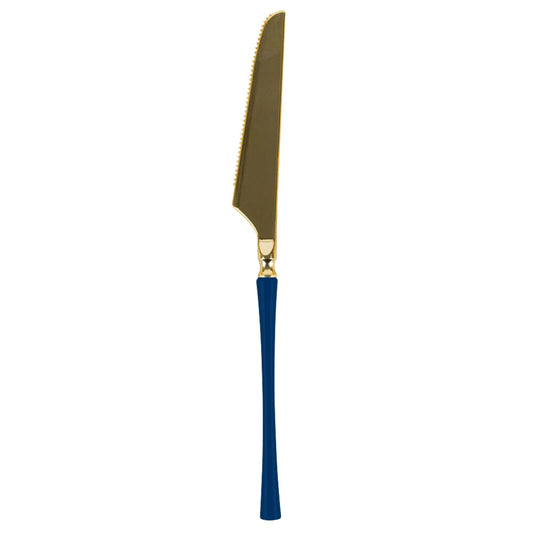 Plastic Knives Navy Blue and Gold Infinity Flatware Collection