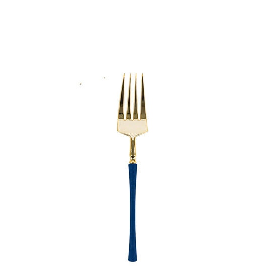 Plastic Salad Forks Navy Blue and Gold Infinity Flatware Collection