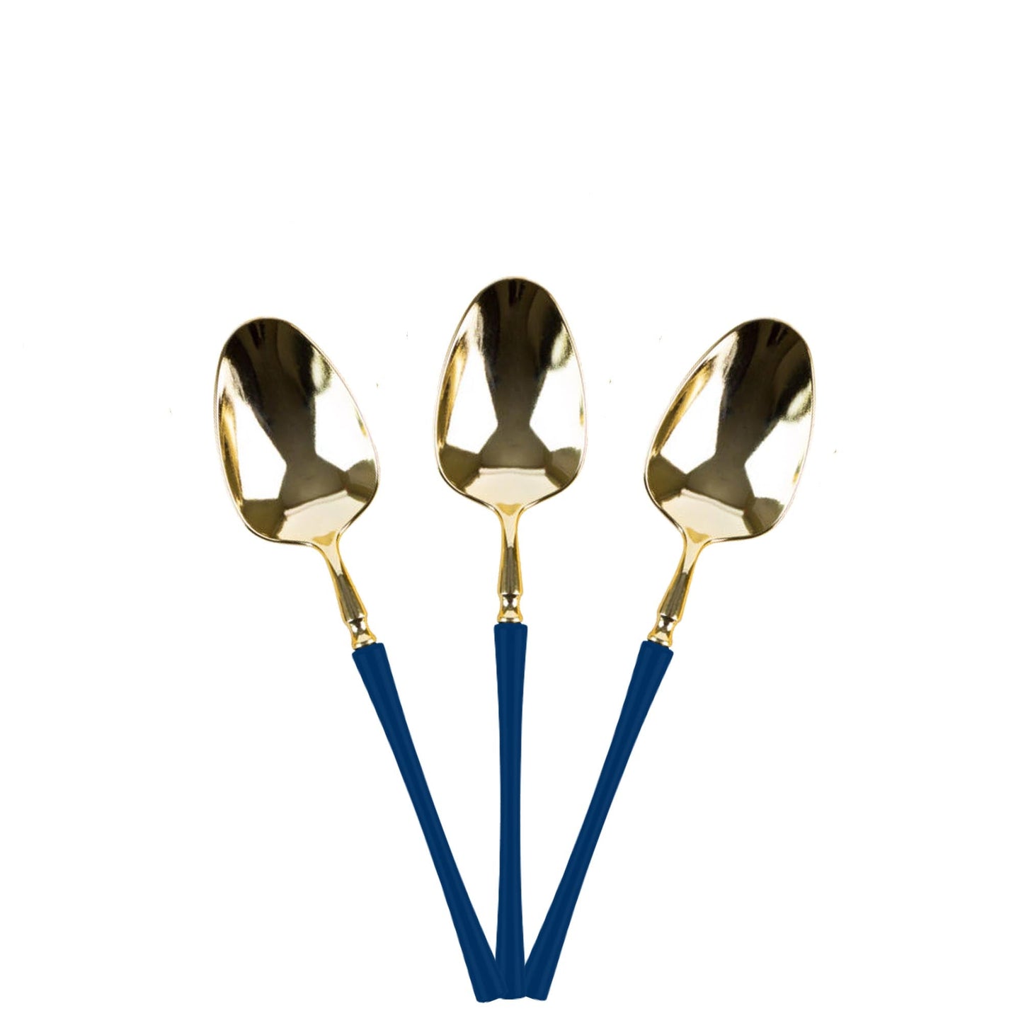 Plastic Tea Spoons Navy Blue and Gold Infinity Flatware Collection
