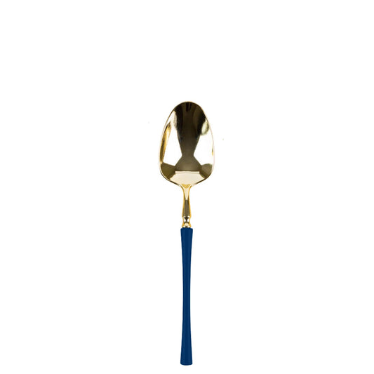 Plastic Tea Spoons Navy Blue and Gold Infinity Flatware Collection