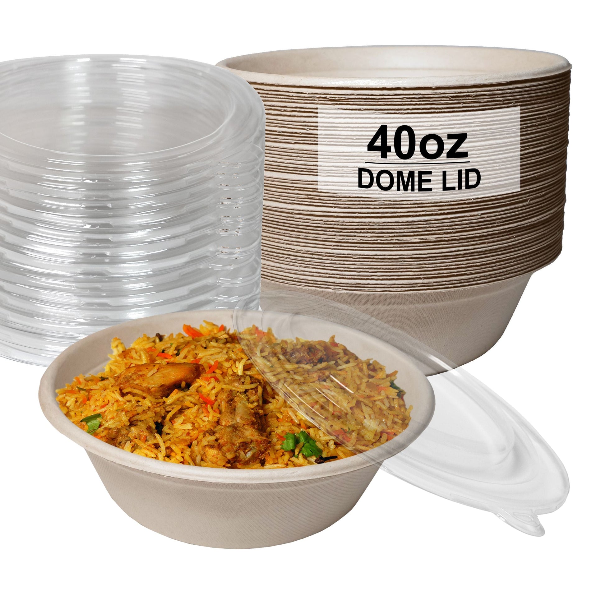 kraftbowl disposableproducts Microwavesafe LeakResistant bowl soupbowl Biodegradable Bowls sugarcane bowl ice cream bowl disposable bowl heavyduty bowl zerowaste ecofriendly plasticfree 24 ounces 24 oz breakfast bowl dinner bowl lunch bowl poke bowl with dome lid acai bowl 