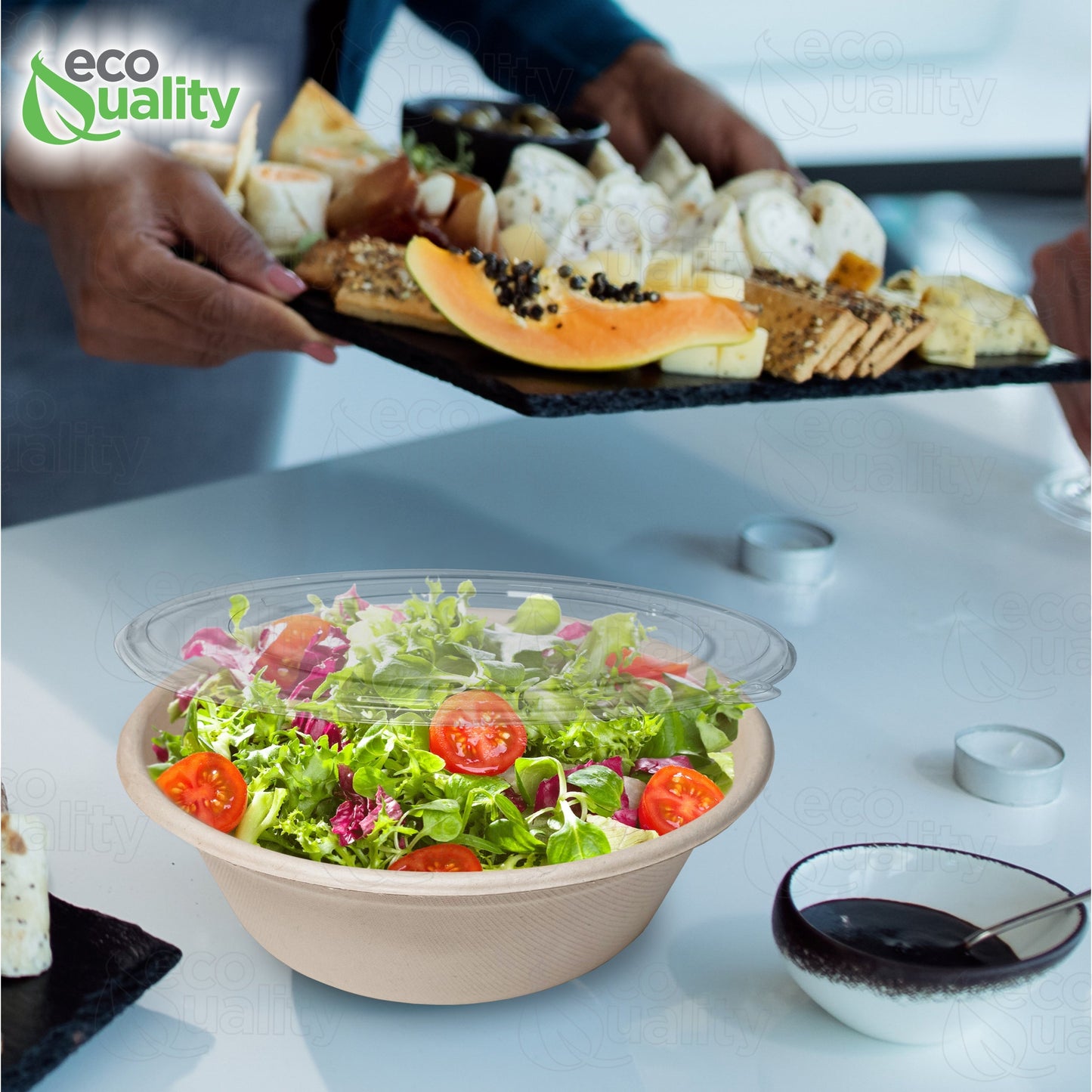 poke bowl breakfast bowl disposableproducts Microwavesafe LeakResistant bowl soupbowl Biodegradable Bowls sugarcane bowl ice cream bowl disposable bowl heavyduty bowl cereal bowl 16 ounces 16oz togo bowl with lids