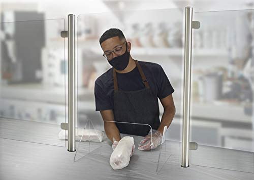 Countertop Desk Sneeze Guards Personal Protection Guard Shield with Window - Protective Plastic Acrylic Plexiglass Screen Divider Barrier Shield, Cashier, Checkout, Reception and Desk