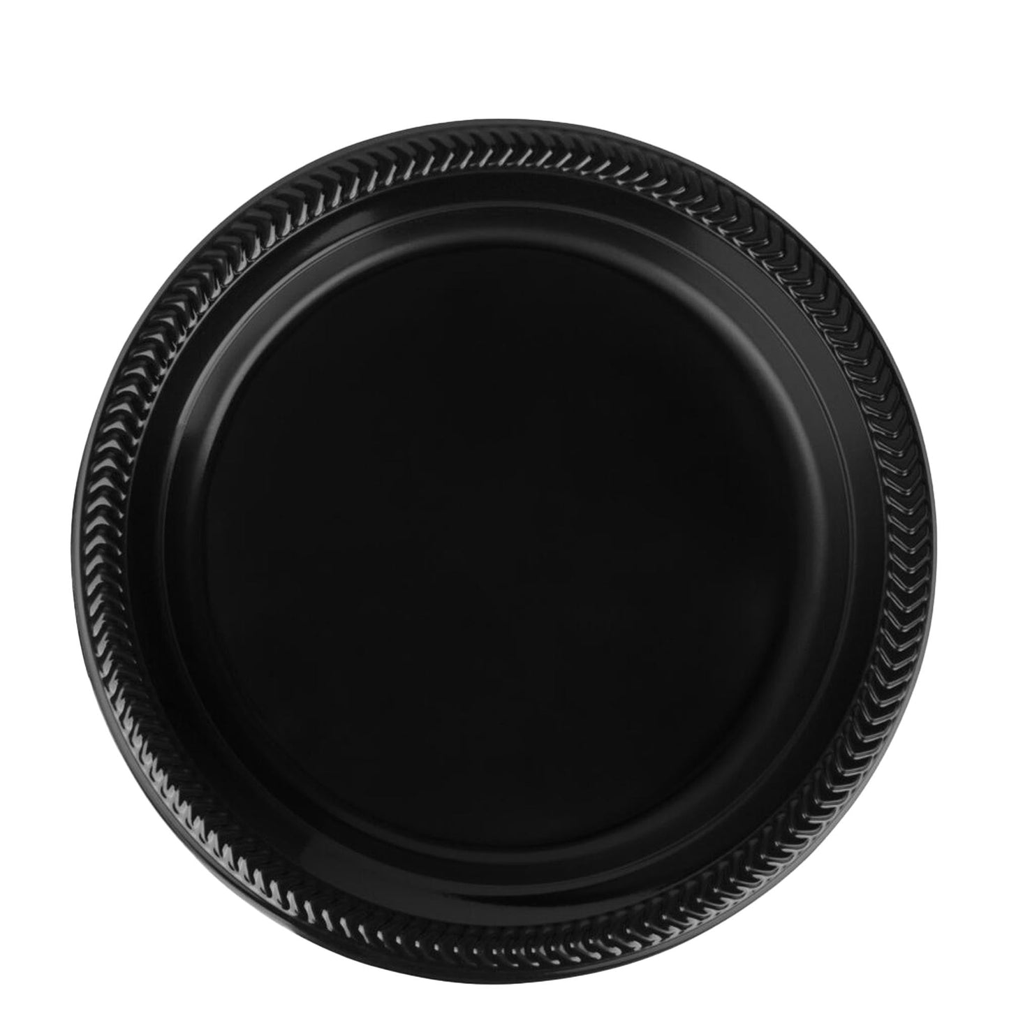Stack of premium quality black dinner plates made of plastic, 9-inch plastic disposable cuisine black dinner plates, Black dinner plates suitable for all occasions