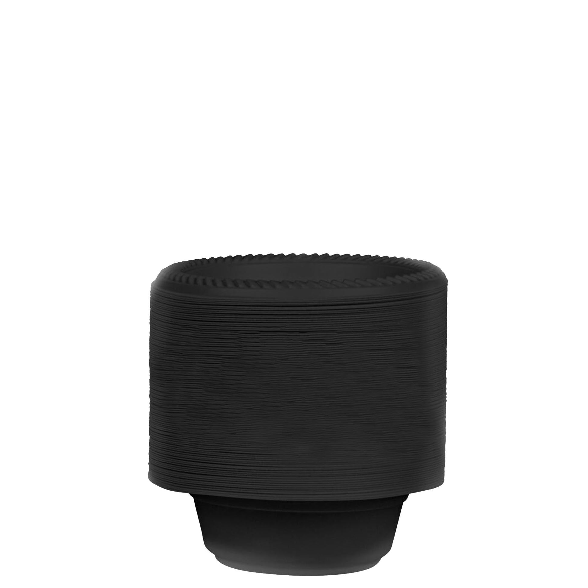 Stack of premium quality black dessert bowls made of plastic, 5oz plastic disposable cuisine black dessert bowls, Black dessert bowls suitable for all occasions