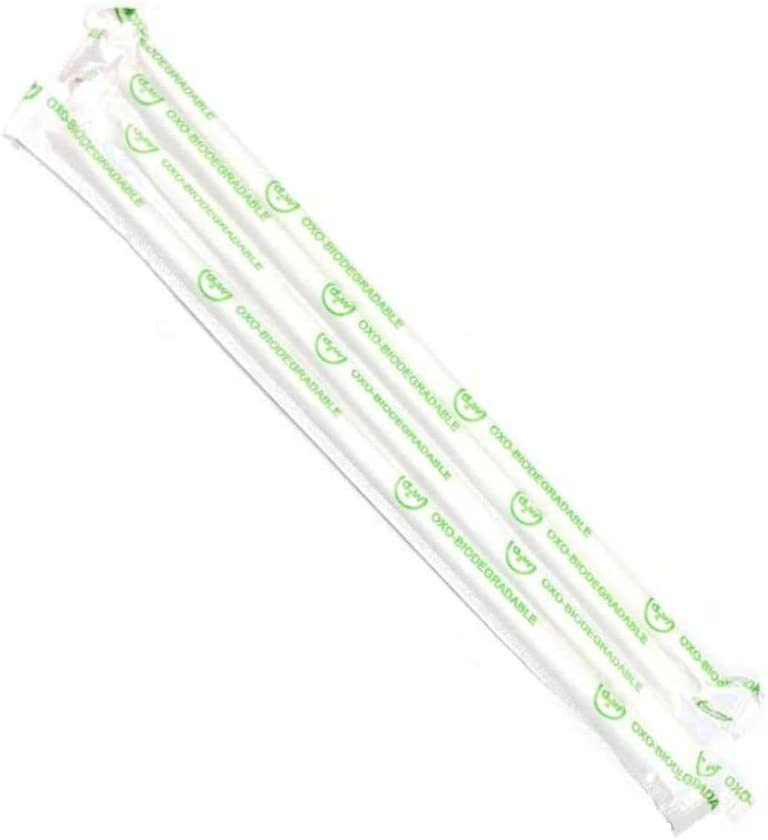Wrapped Disposable Jumbo eco Straws drinking soda juice cold milkshake smoothie plastic alternative free ecofriendly compostable made of sugarcane bagasse compostable solutions  7.75 inch " Individually Wrapped clear 100% Oil Free Non-Eco-Toxic Food Safe affordable bulk economical commercial wholesale Restaurant Food Trucks Caterers take out sustainable ecoquality d2w