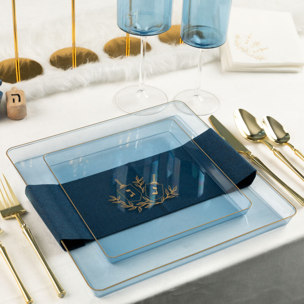 Chanukah Dessert Plate Dinner Plate White Gold Charger Plate Holiday Party Hanukkah Disposable Plates Dinner Salad Dessert Plates