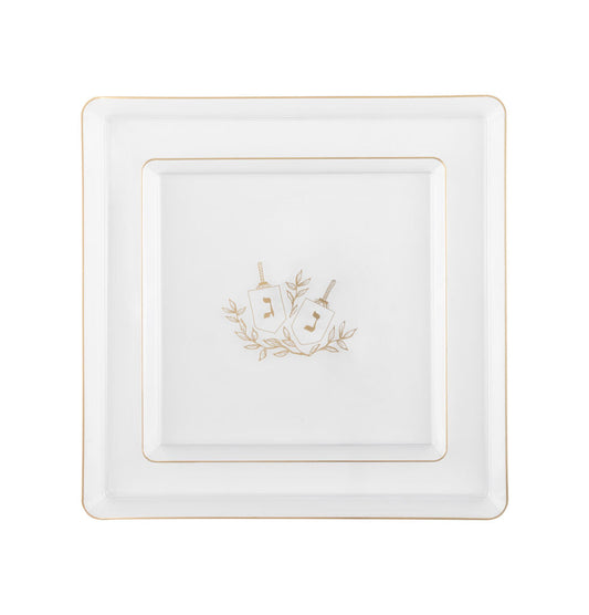 Chanukah Dessert Plate Dinner Plate White Gold Charger Plate Holiday Party Hanukkah Disposable Plates Dinner Salad Dessert Plates