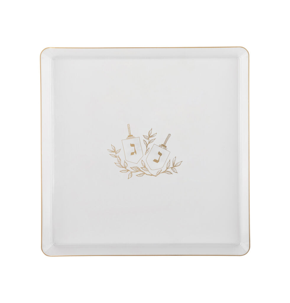 Chanukah Dessert Plate Dinner Plate Clear Gold Plate Holiday Party Hanukkah Disposable Plates Dinner Salad Dessert Plates