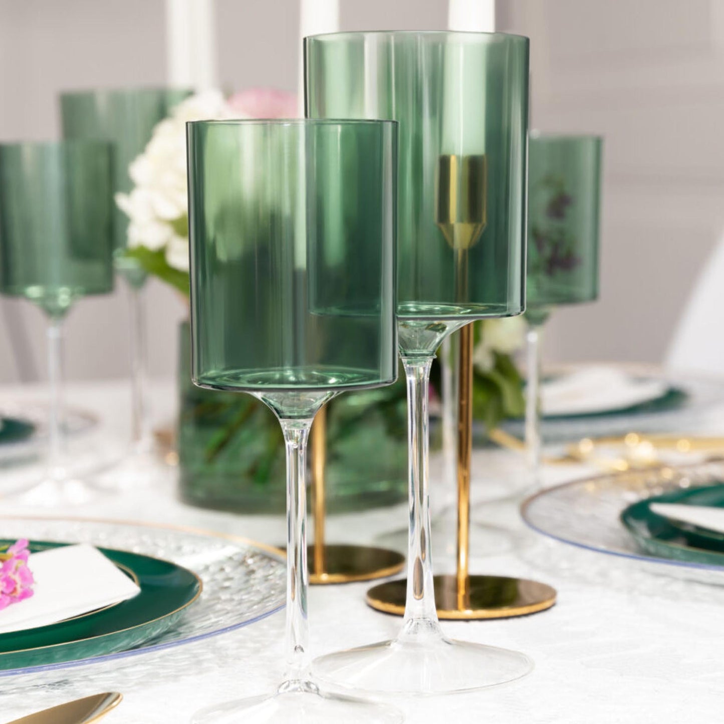 9oz Two Tone Wine Glasses Green/Clear