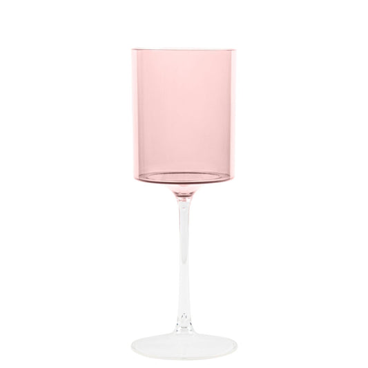 9oz Two Tone Wine Glasses Pink/Clear