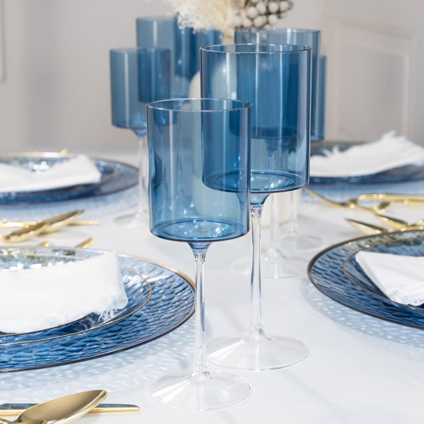 9oz Two Tone Wine Glasses Blue/Clear
