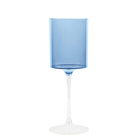 9oz Two Tone Wine Glasses Blue/Clear