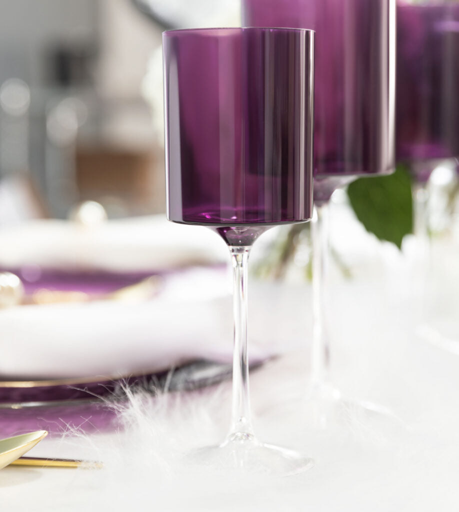 9oz Two Tone Wine Glasses Purple/Clear