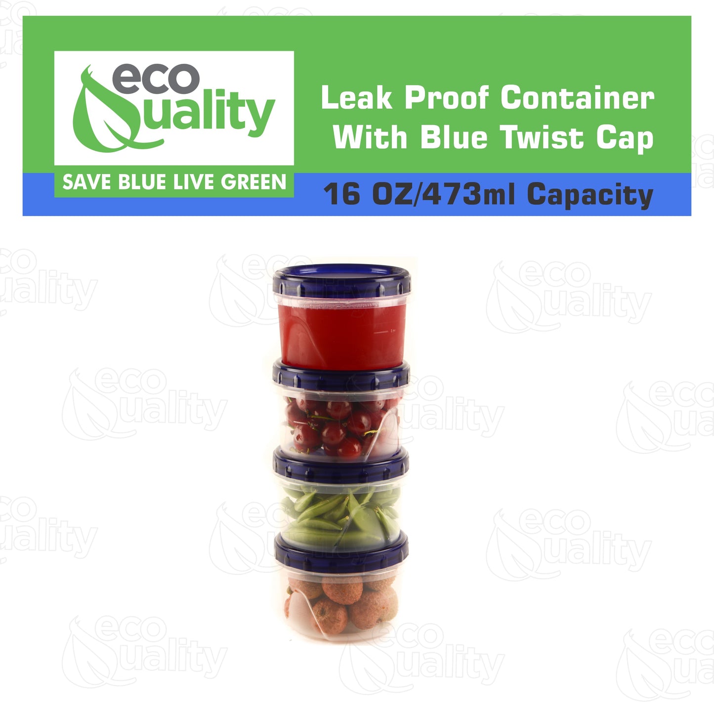 16oz Twist Top Storage Deli Containers BPA-Free, Reusable Airtight Plastic Food Storage Leak Proof Canisters