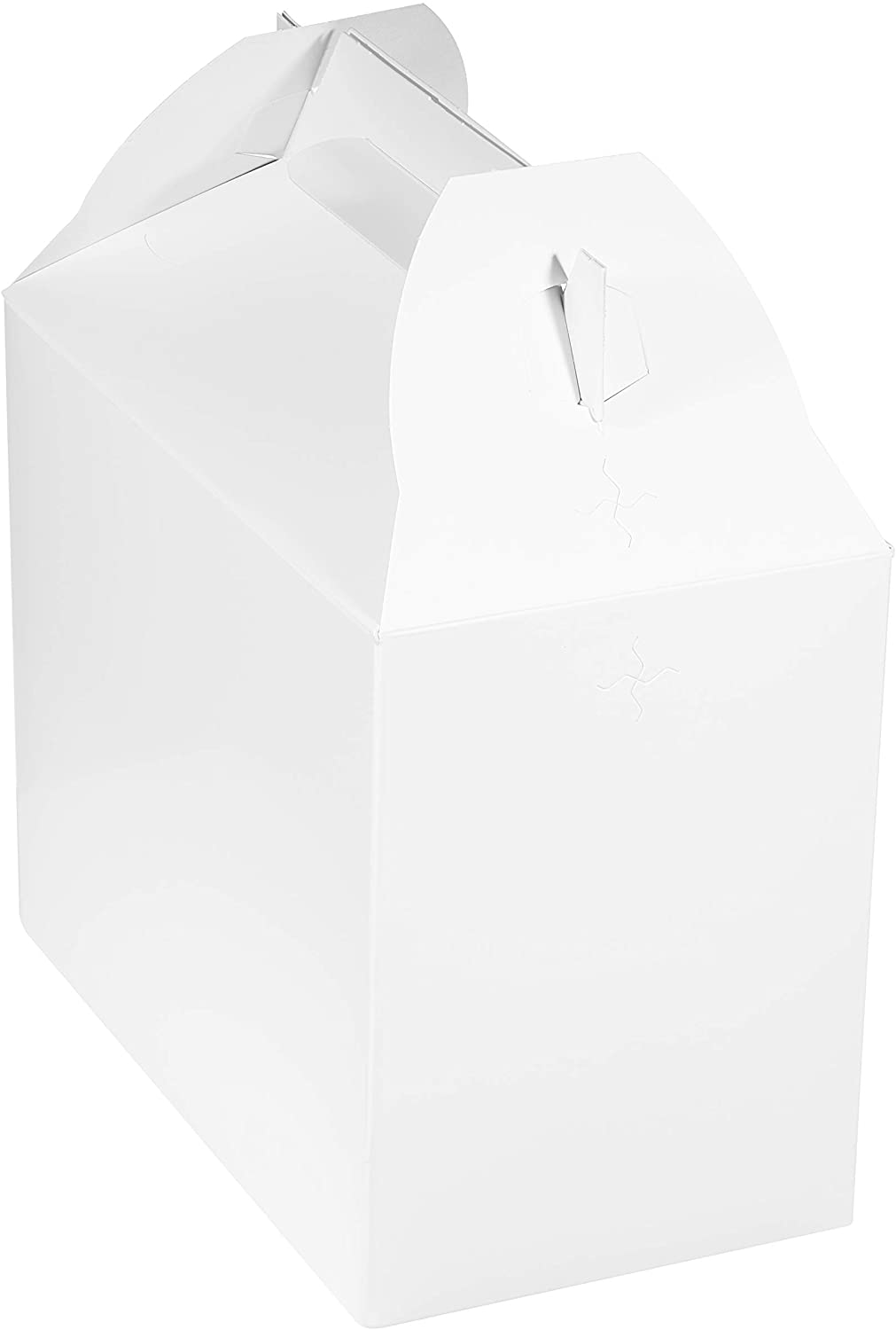 9" x 5" x 6.75" White Treat Gift Boxes, White Gable Boxes with Handles economical bulk wholesale ecoquality restaurant fast food supplies nyc
