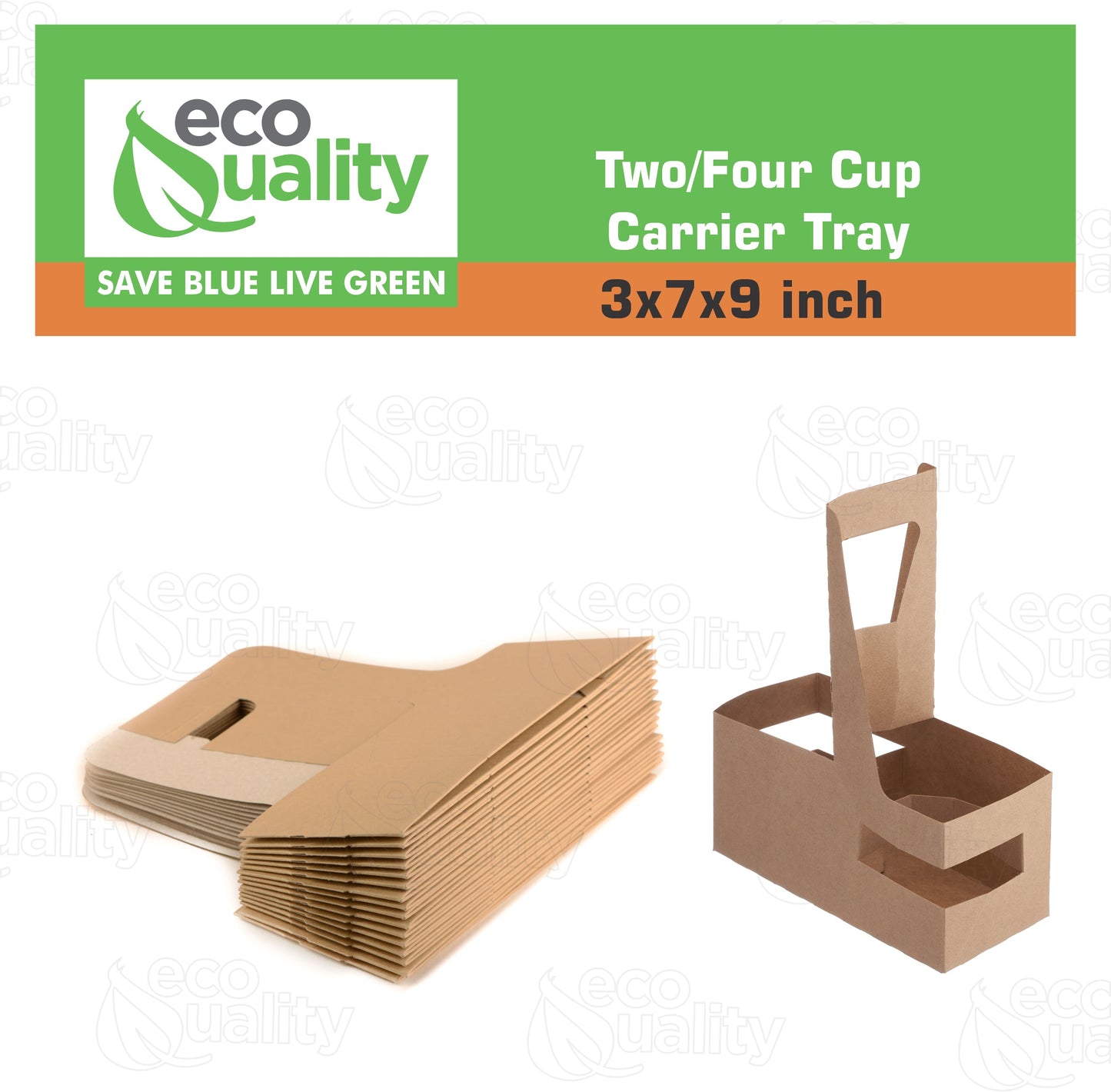 Disposable Kraft 2 or 4 Cup Drink Carrier with Handles, Paperboard Cup Holder