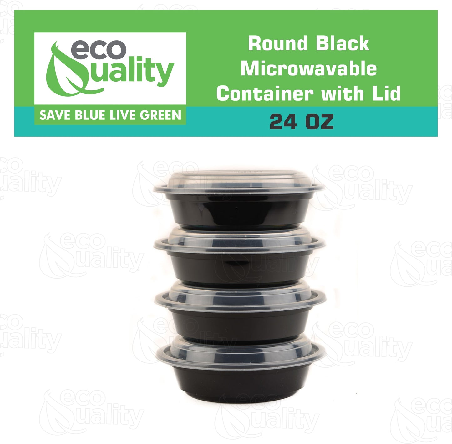 24oz Black Disposable Plastic Round Microwavable Food Container With Lids