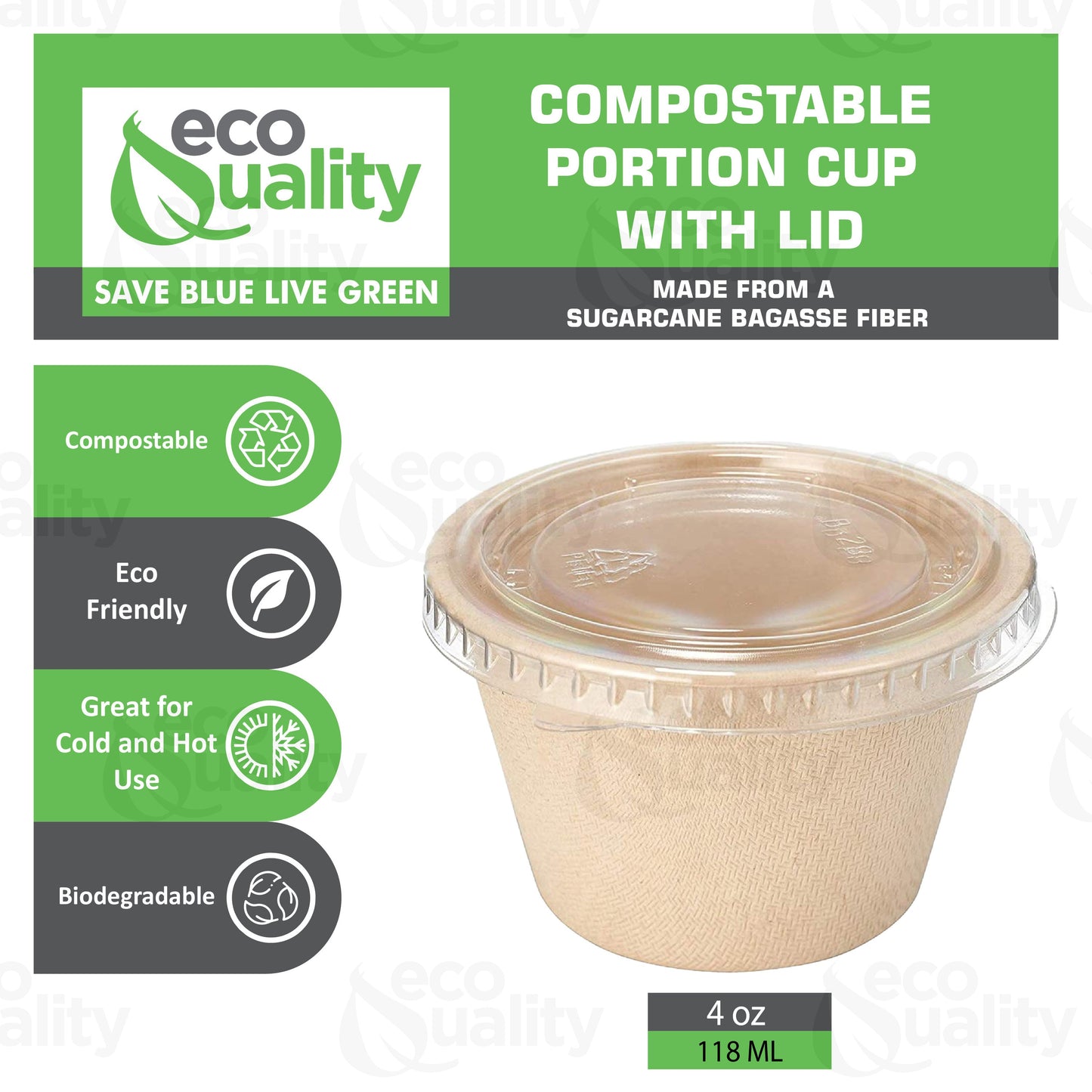 Compostable Single Serve Souffle Portion Cup With Lid