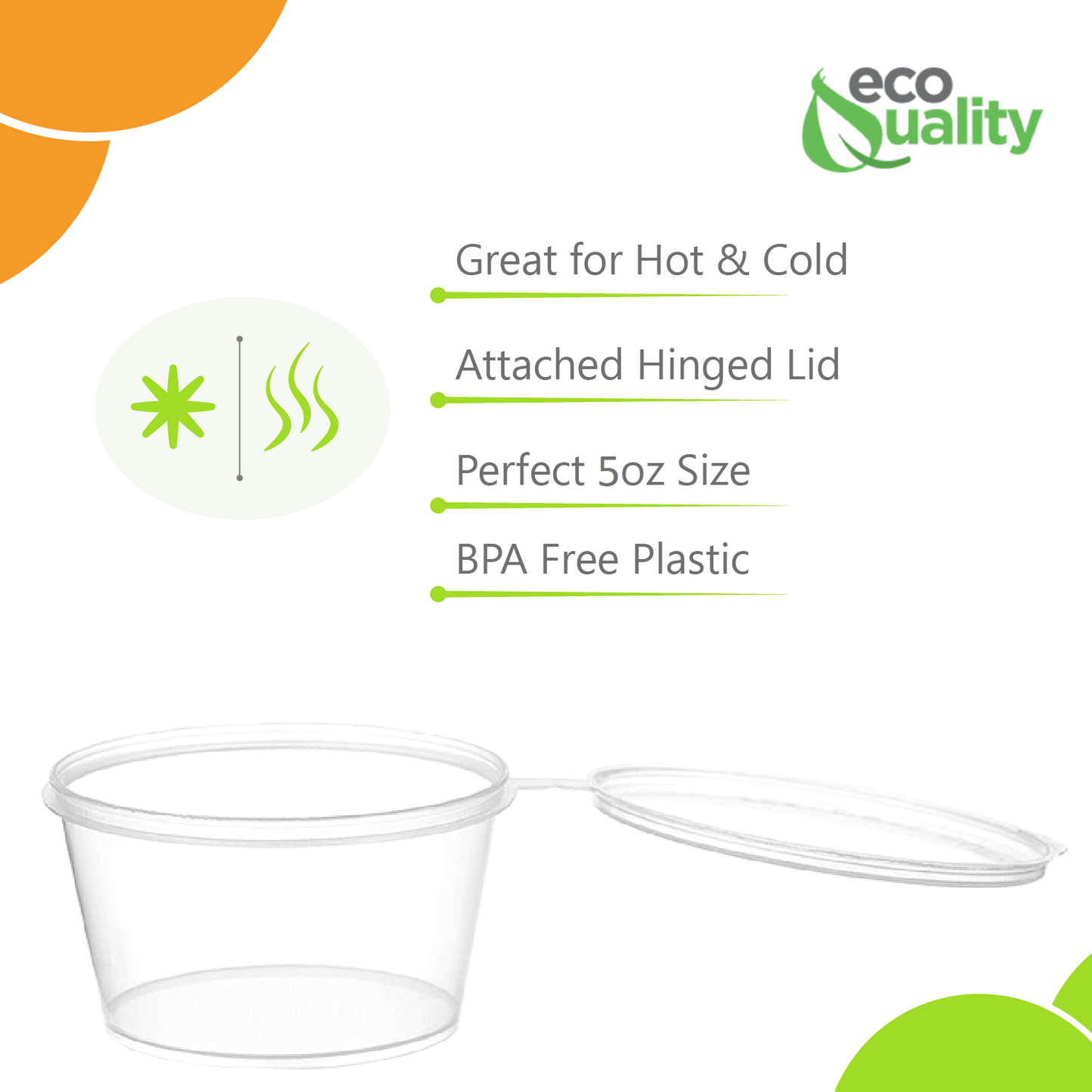 Clear Portion Plastic Cup with Hinged Lid Leak Proof Disposable Container
