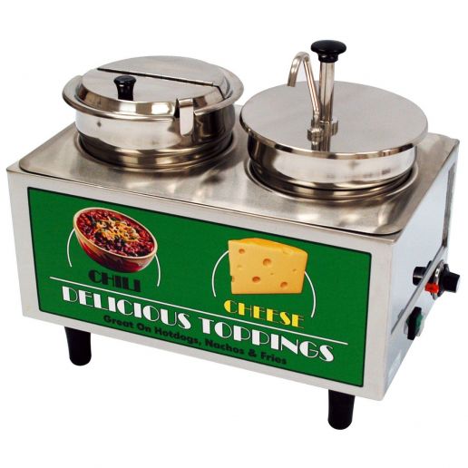 Countertop Chili/Cheese Food Topping Warmer Single or Two Pumps 7 qt. Wells