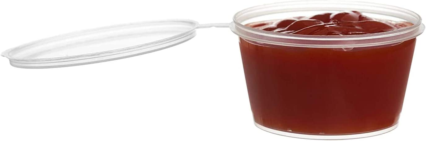 travel size To Go Take Out tasting Portion Dipping containers restaurant fast food food packaging jello shot slime storage diy small Plastic leak proof freezer safe leak proof ketchup mustard  mayo hot sauce hinged lid Disposable Portion Condiment Clear 2oz 2 ounces economical bulk wholesale ecoquality restaurant fast food supplies