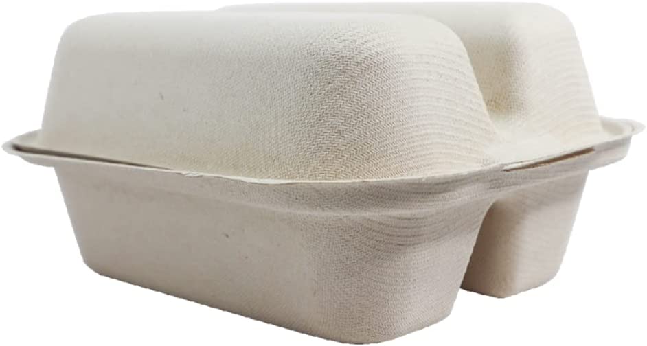 plastic alternative free ecofriendly compostable  Take out food container  taco holder  nyc fast shipping  hot dog holder  Disposable  Compostable Food Container  affordable bulk economical commercial wholesale  2 Compartment