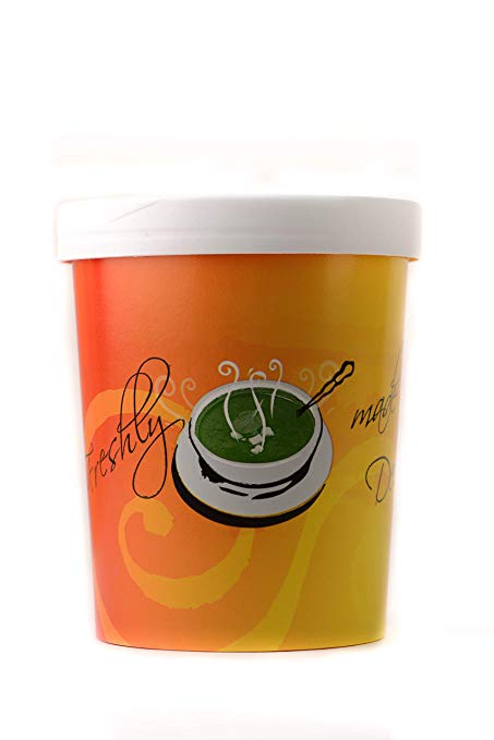 Disposable Design Paper Soup Containers with Lids Combo