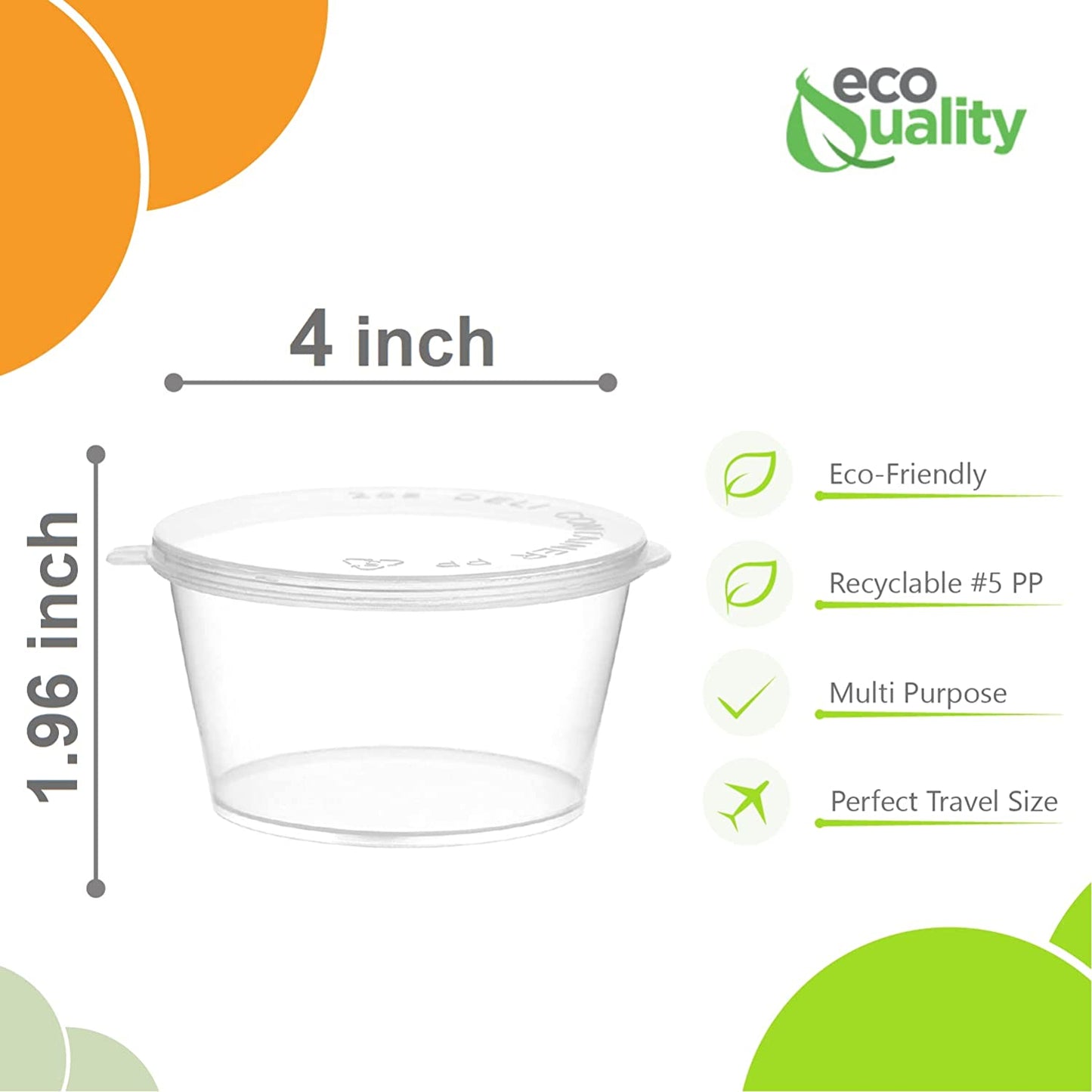 travel size To Go Take Out tasting Portion Dipping containers restaurant fast food food packaging jello shot slime storage diy small Plastic leak proof freezer safe leak proof ketchup mustard mayo hot sauce hinged lid Disposable Portion Condiment Clear 5.5oz 5.5 ounces economical bulk wholesale ecoquality