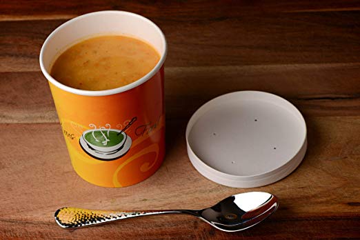 Disposable Design Paper Soup Containers with Lids Combo
