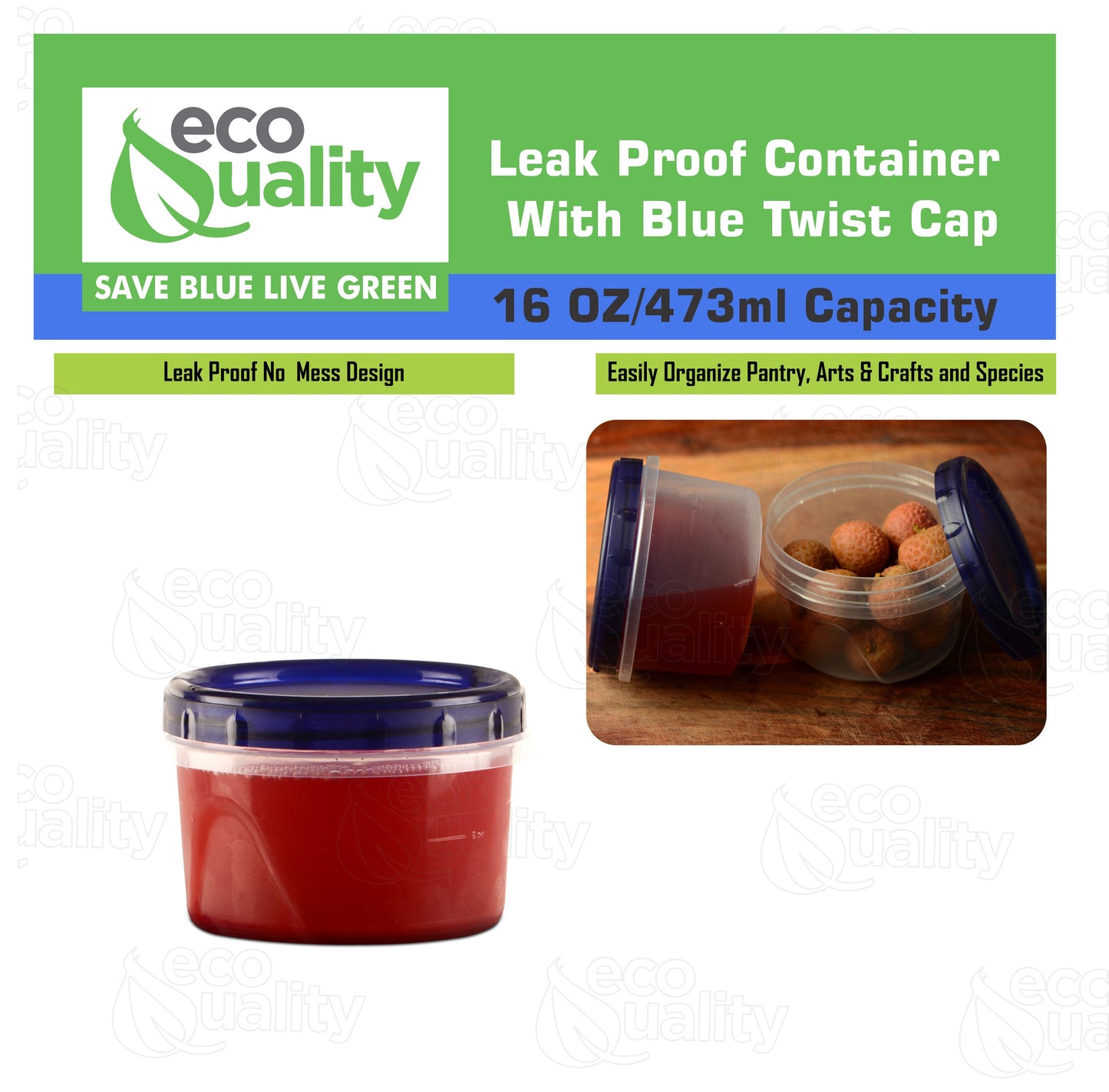 16oz Twist Top Storage Deli Containers BPA-Free, Reusable Airtight Plastic Food Storage Leak Proof Canisters